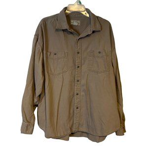 Arizona Button Up Shirt Mens XL Tan Safari Work Button Pockets Relaxed VINTAGE